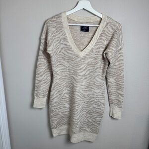Abercrombie & Fitch Long Sleeve Mini Dress Cream Beige Size Small